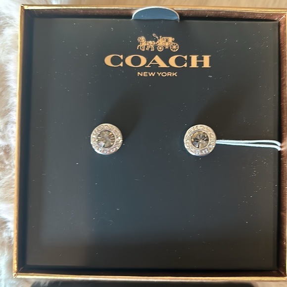 Coach Diamond Silver Stud Earrings - Picture 2 of 4